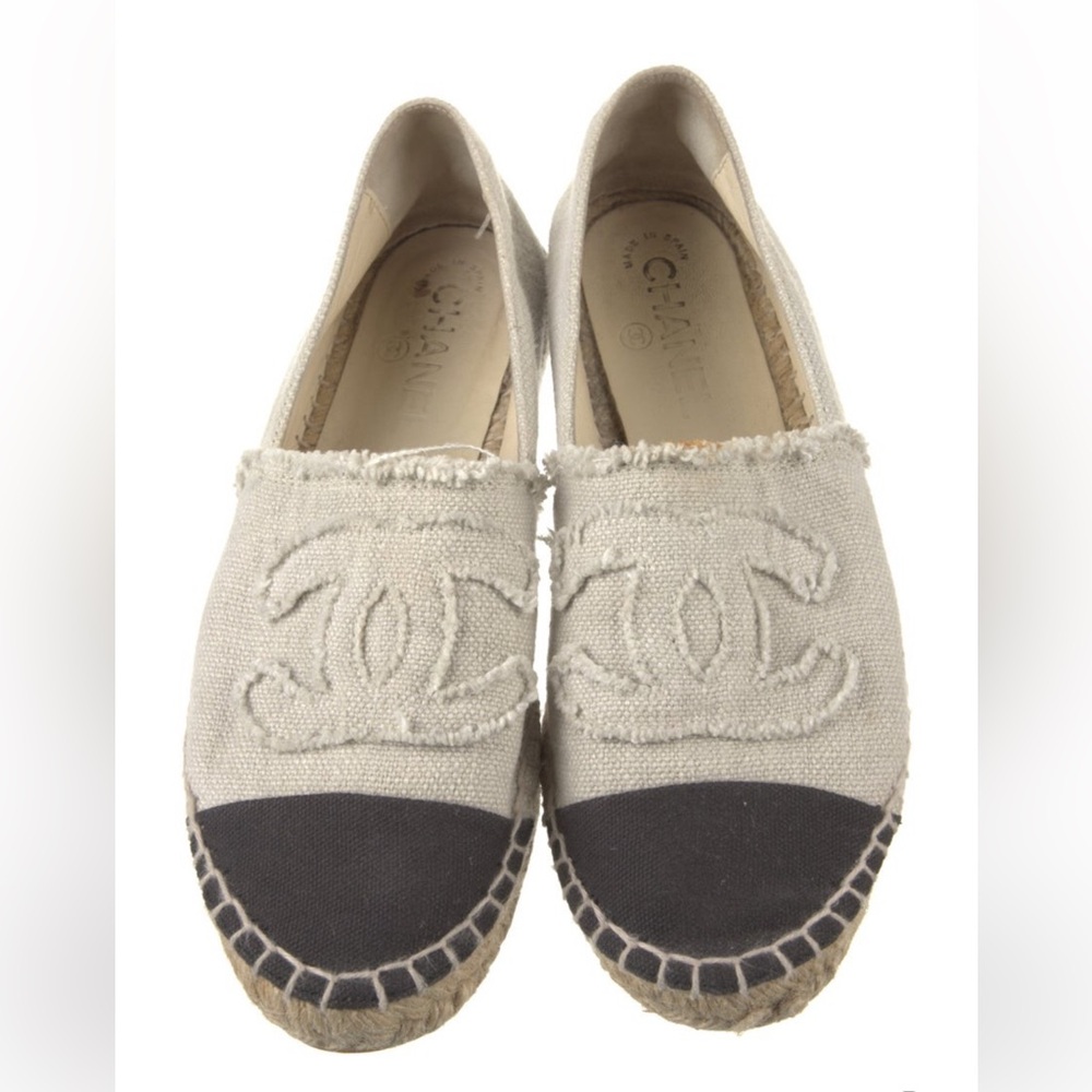 CHANEL Interlocking CC Logo Canvas Espadrilles